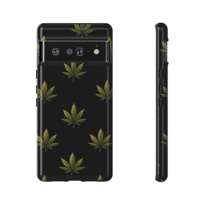Cannabis Leaf Phone Case Green Weed Leaf Pattern Tough Protective Cover