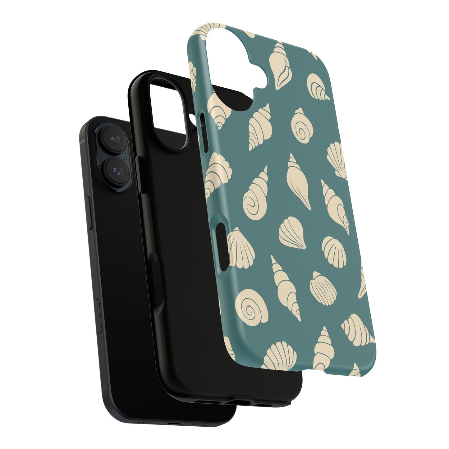 Seashell Pattern Phone Case | Teal Coastal Shells Tough Case for Iphone, Samsung Galaxy and Pixel
