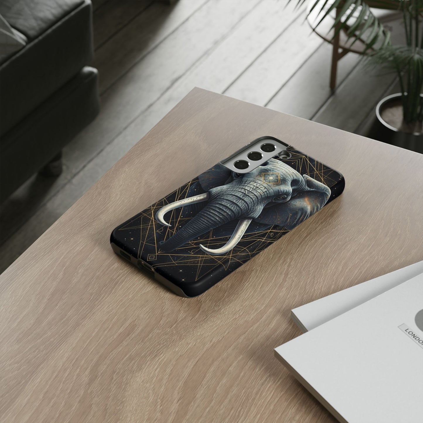 Elephant Mandala Phone Case – Black and Gold Spiritual Elephant Tough Protective Case