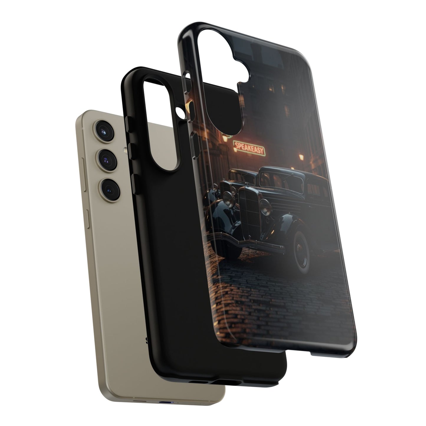 Vintage Classic Car Phone Case | Retro Noir Aesthetic | 1930s Street Scene Tough Case for iPhone & Samsung