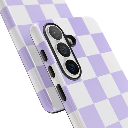 Lavender Checkerboard Phone Case | Pastel Aesthetic Checkered iPhone & Samsung Tough Case