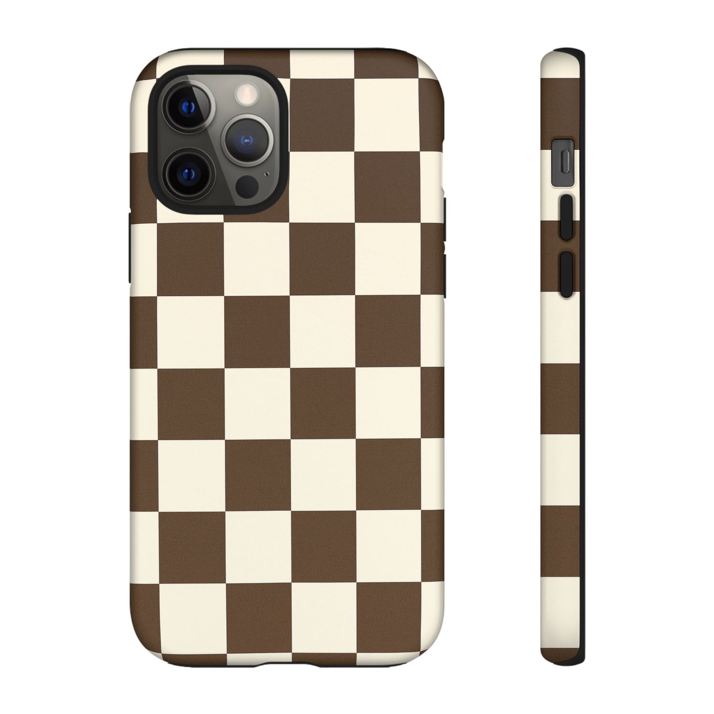 Mocha Checkerboard Phone Case | Neutral Aesthetic Tough Case