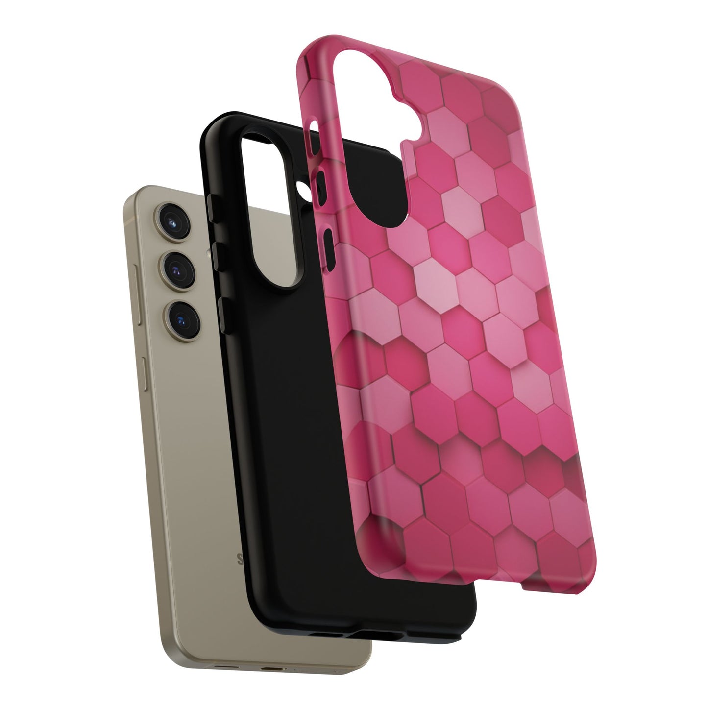Hot Pink Hexagon Phone Case | Honeycomb Geometric Aesthetic | Cute Pink iPhone & Samsung Tough Protective Case