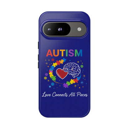 Autism Awareness Tough Case – "Love Connects All Pieces" Phone Case for Iphone, Samsung Galaxy and Pixel