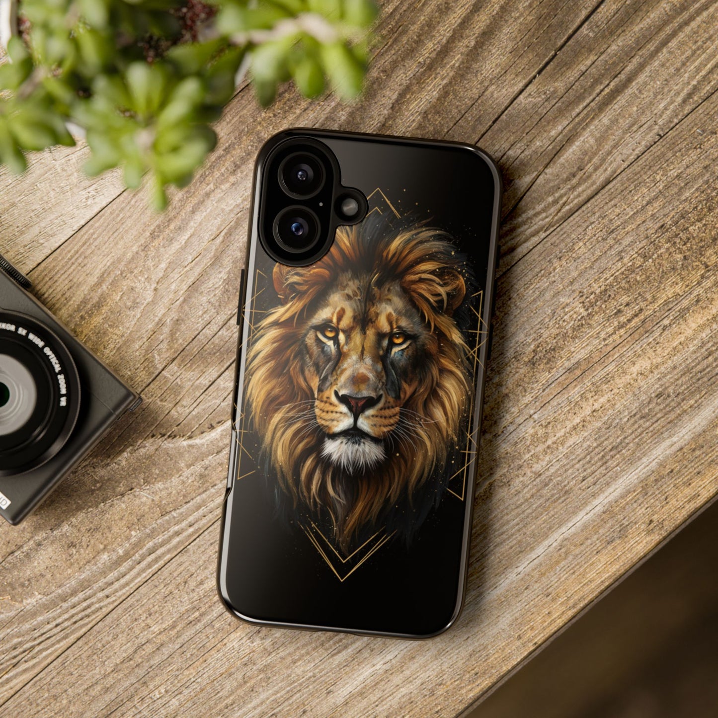 Majestic Lion Phone Case – Black Gold Luxury Lion Art Tough Protective Case
