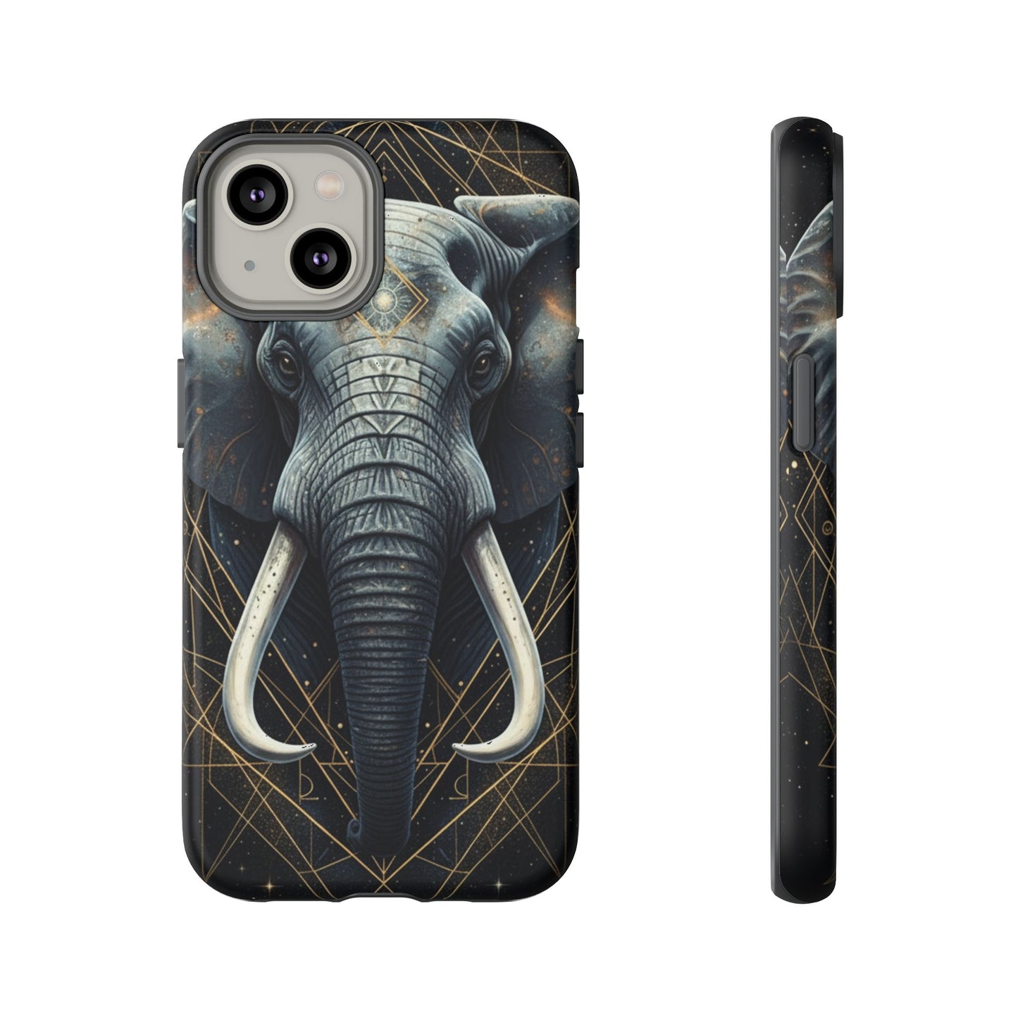 Elephant Mandala Phone Case – Black and Gold Spiritual Elephant Tough Protective Case