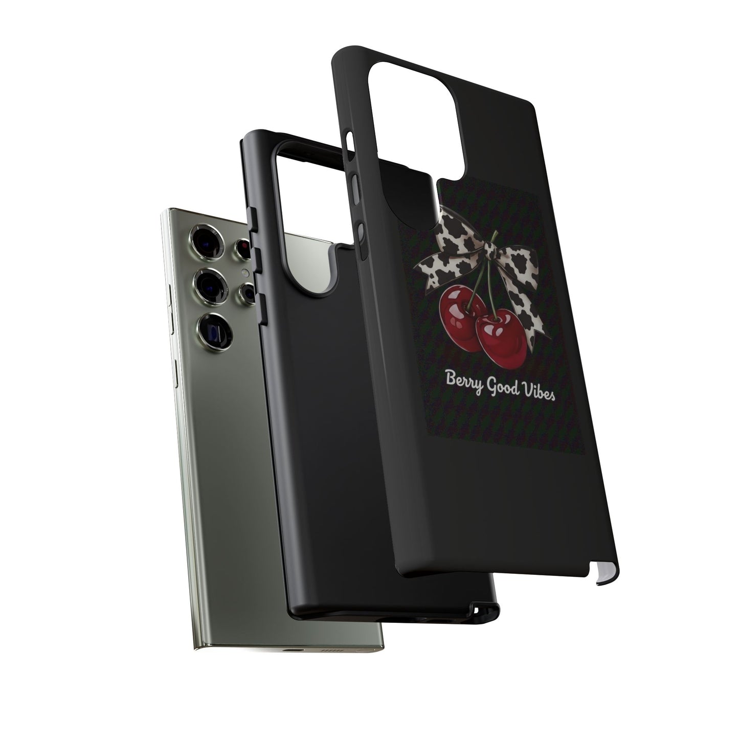 Cherry Cow Print Phone Case | Coquette Bow Aesthetic iPhone & Samsung Tough Case