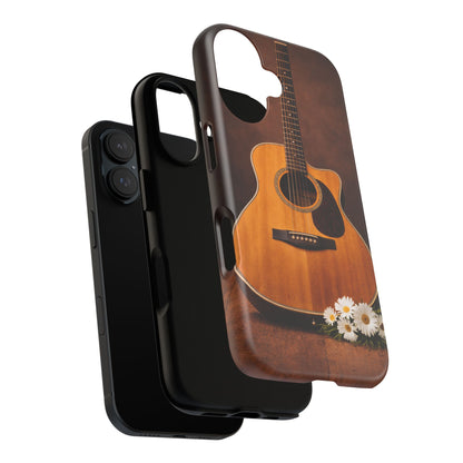 Acoustic Guitar Daisy Phone Case | Rustic Music Lover Tough Cover