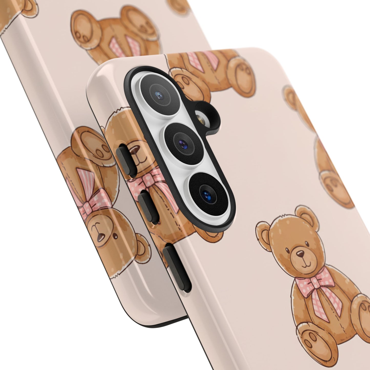 Teddy Bear Phone Case | Cute Coquette Aesthetic Pink Bear Pattern Case | Kawaii Soft Girl iPhone & Samsung Tough Protective Case