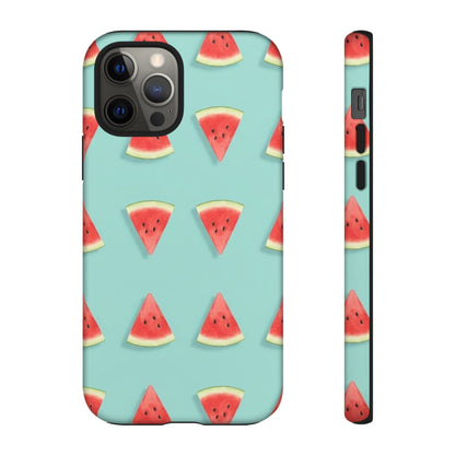 Watermelon Phone Case – Pastel Blue Summer Fruit Tough Case (iPhone, Samsung, Pixel)
