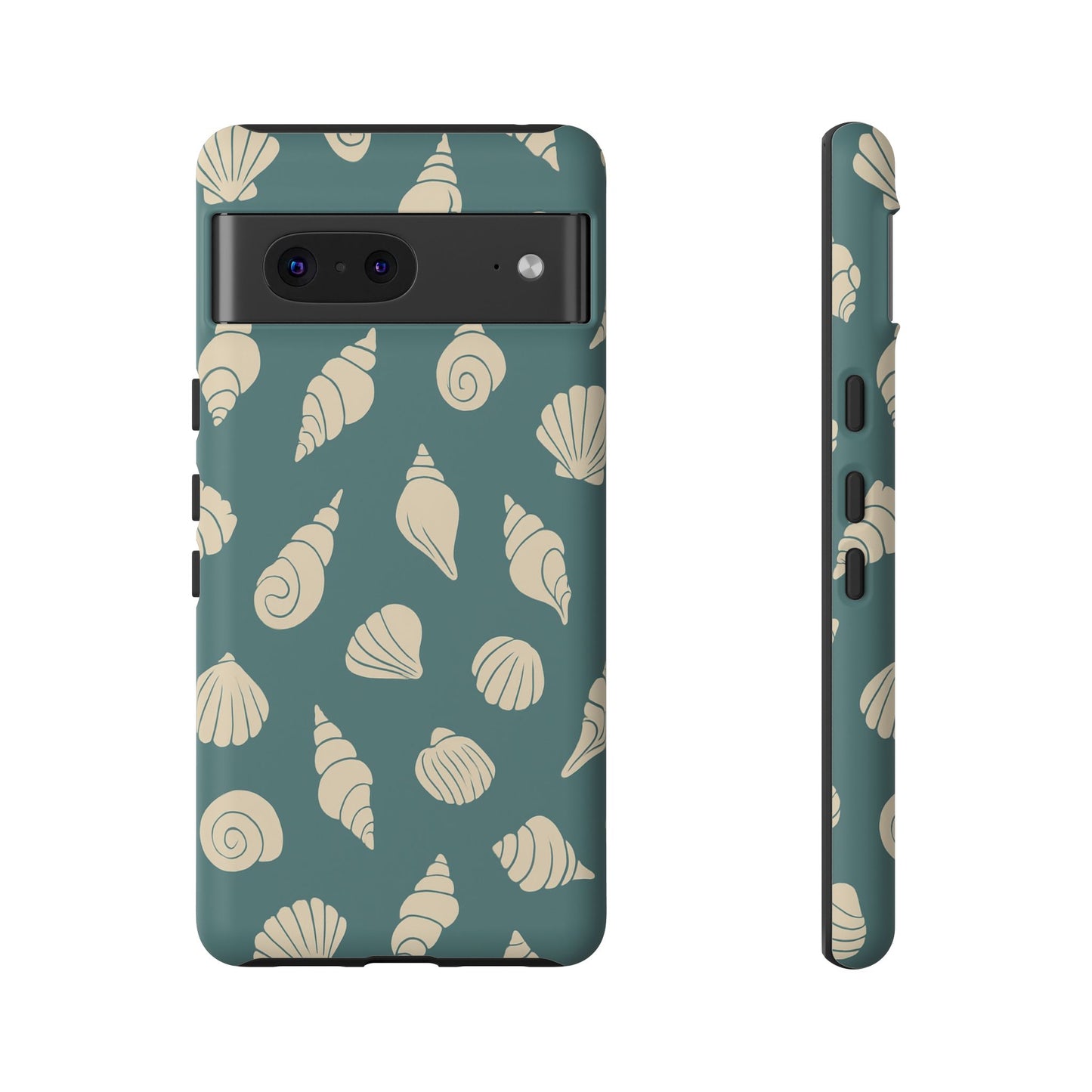 Seashell Pattern Phone Case | Teal Coastal Shells Tough Case for Iphone, Samsung Galaxy and Pixel