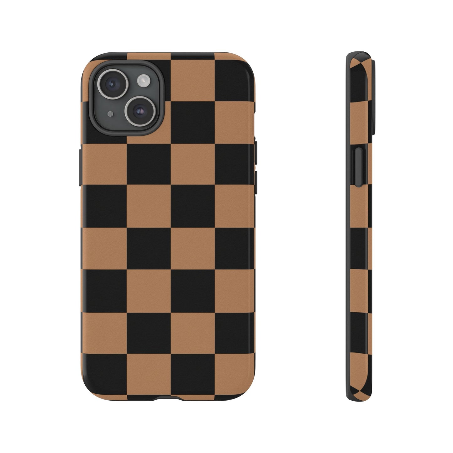 Brown Checkered Phone Case | Aesthetic Checkerboard iPhone & Samsung Tough Case