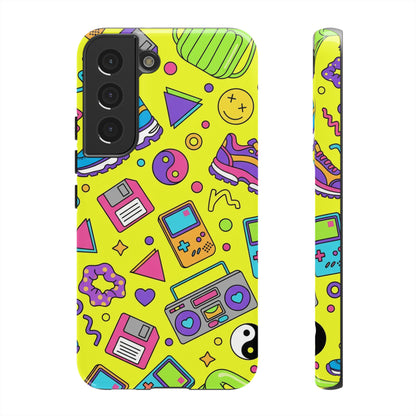 90s Retro Neon Phone Case – Y2K Nostalgia Colorful Icons Tough Protective Case
