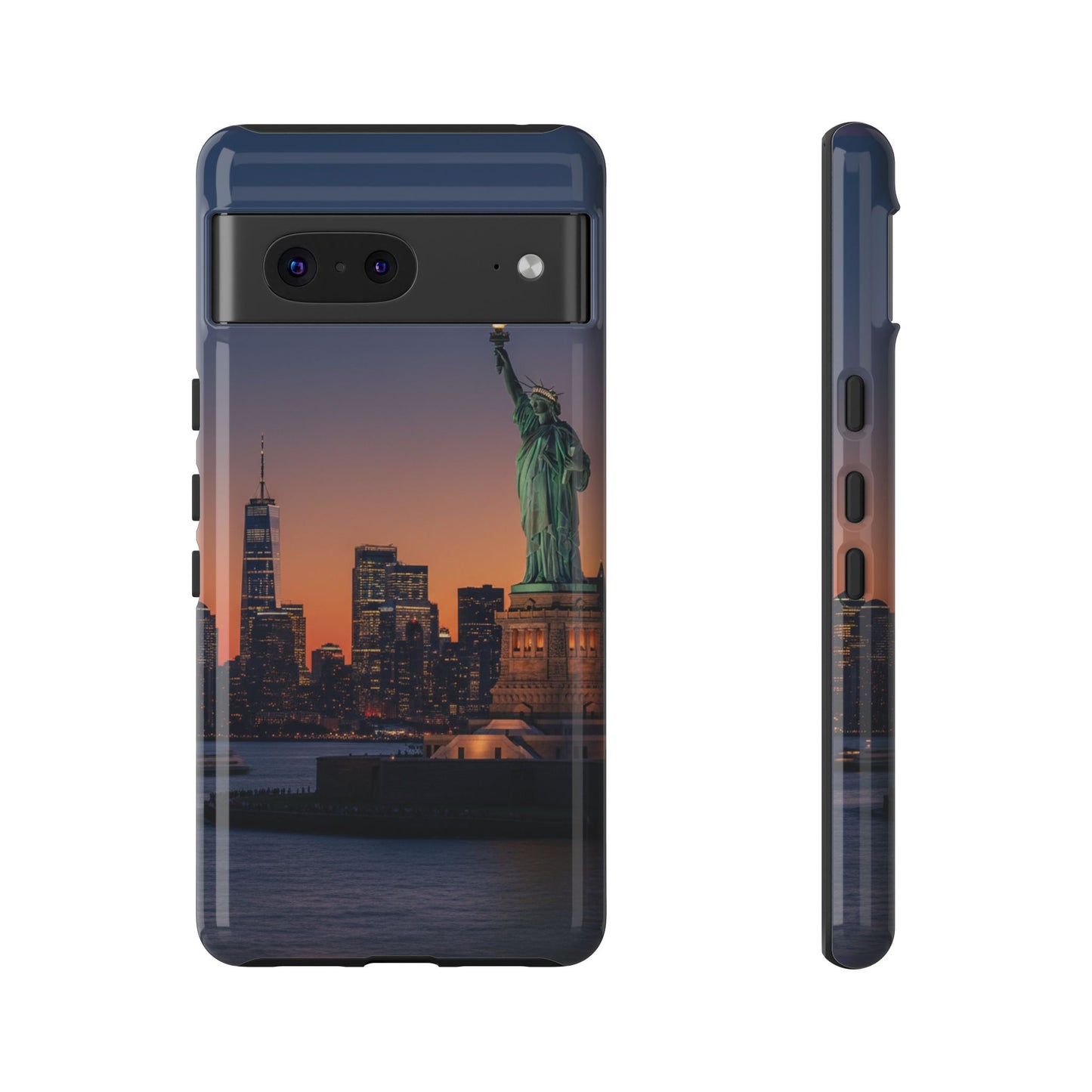 Statue of Liberty Sunset Phone Case – New York City Skyline Travel Aesthetic Tough Case