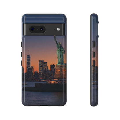 Statue of Liberty Sunset Phone Case – New York City Skyline Travel Aesthetic Tough Case