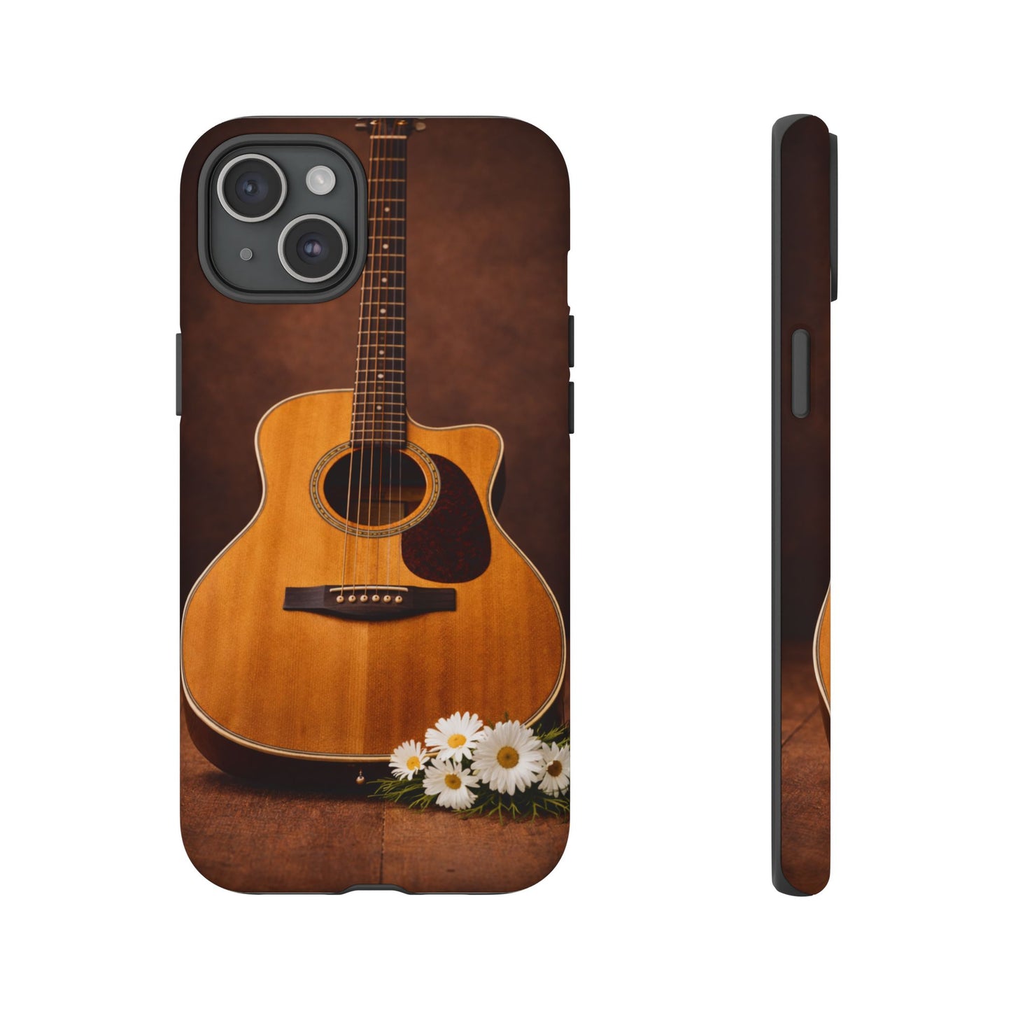 Acoustic Guitar Daisy Phone Case | Rustic Music Lover Tough Cover