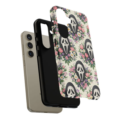 Floral Ghost Face Aesthetic Phone Case – Cute Spooky Tough Cover