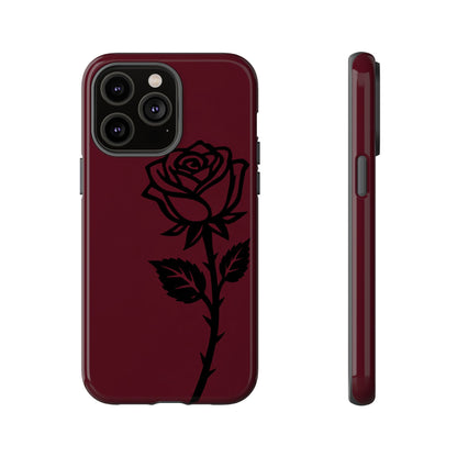 Black Rose Burgundy iPhone Case | Dark Aesthetic Shockproof Protective Cover