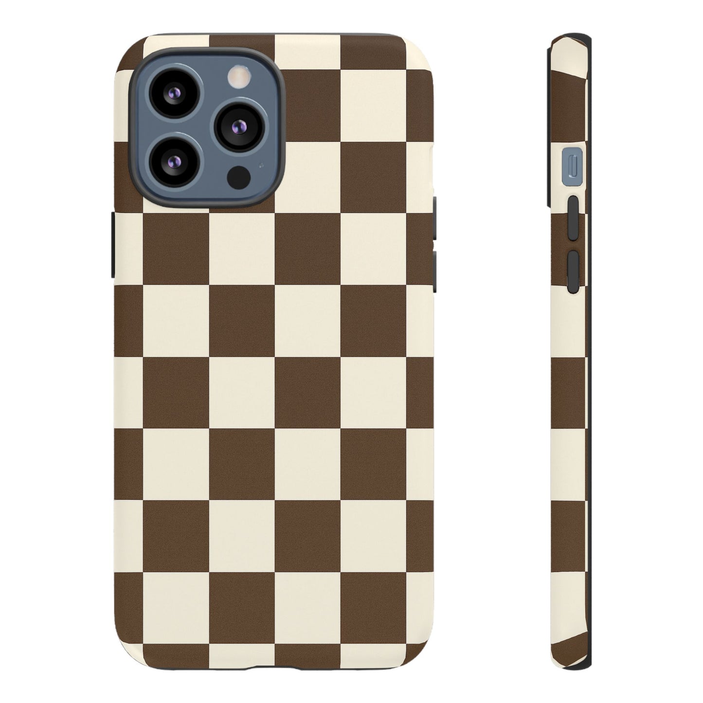 Mocha Checkerboard Phone Case | Neutral Aesthetic Tough Case