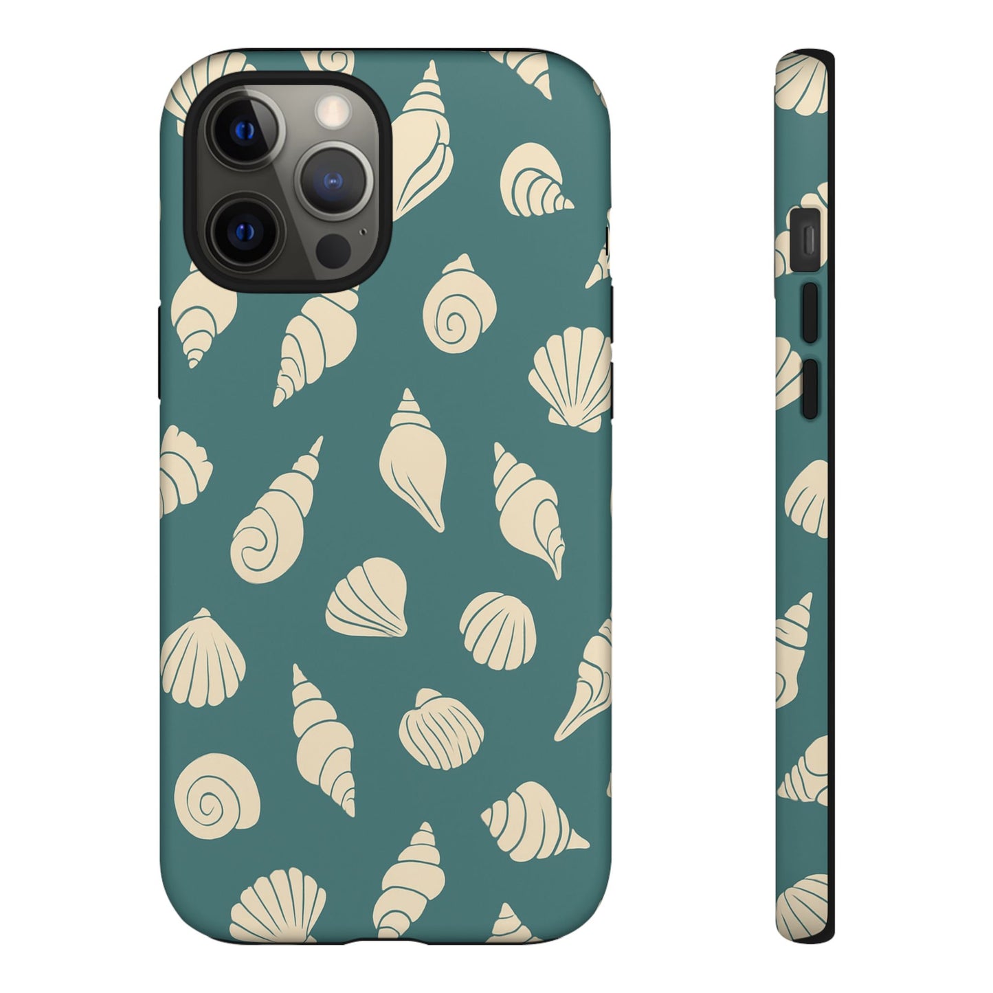Seashell Pattern Phone Case | Teal Coastal Shells Tough Case for Iphone, Samsung Galaxy and Pixel