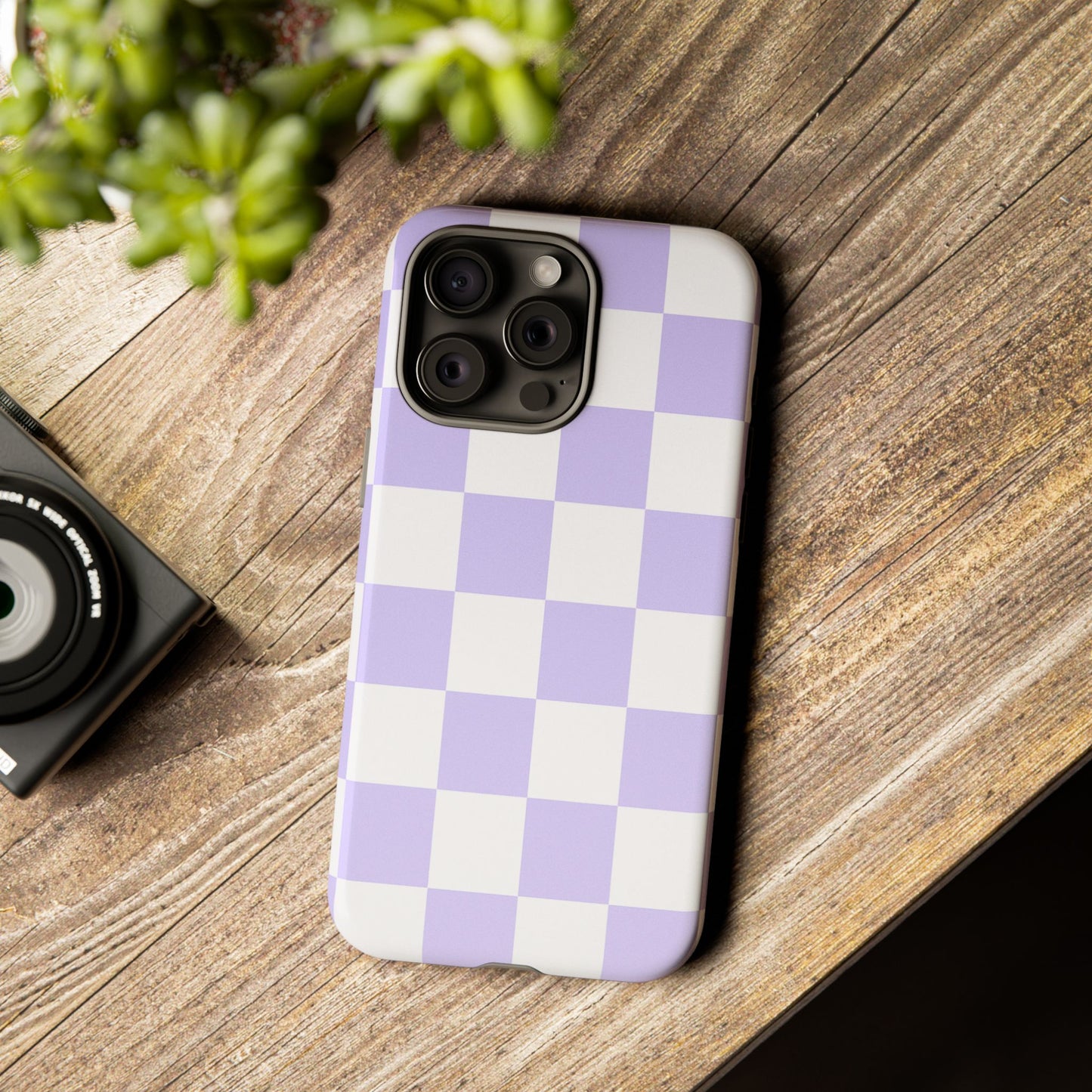 Lavender Checkerboard Phone Case | Pastel Aesthetic Checkered iPhone & Samsung Tough Case