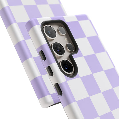 Lavender Checkerboard Phone Case | Pastel Aesthetic Tough Case