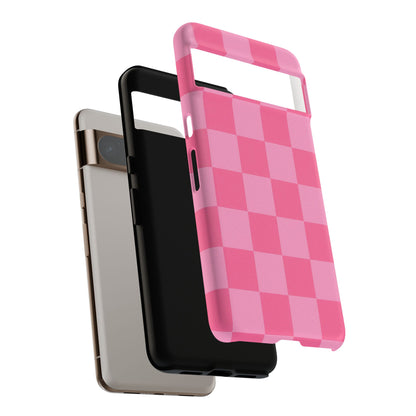 Pink Checkerboard Phone Case | Cute Aesthetic Checkered iPhone & Samsung Tough Case
