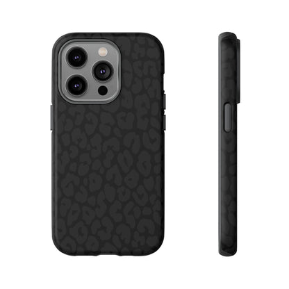 Black Leopard Phone Case | Black on Black Leopard Print Tough iPhone & Samsung Case | Matte or Glossy Protective Cover
