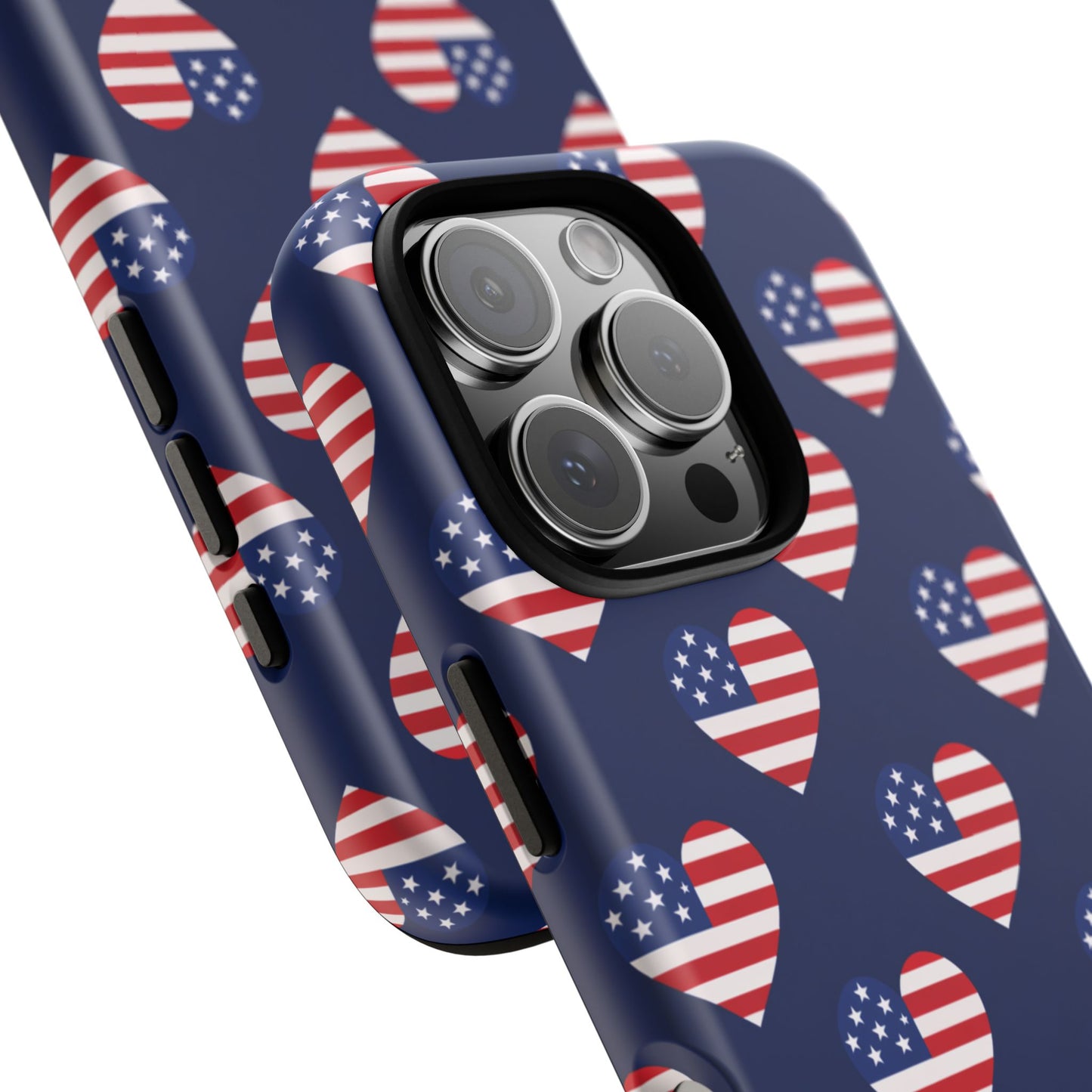 Patriotic American Flag Heart Phone Case – Tough Shockproof, USA Stars & Stripes for Iphone, Samsung Galaxy and Pixel