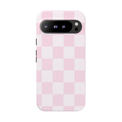 Light Pink Checkerboard Phone Case | Pastel Aesthetic Checkered iPhone & Samsung Tough Case