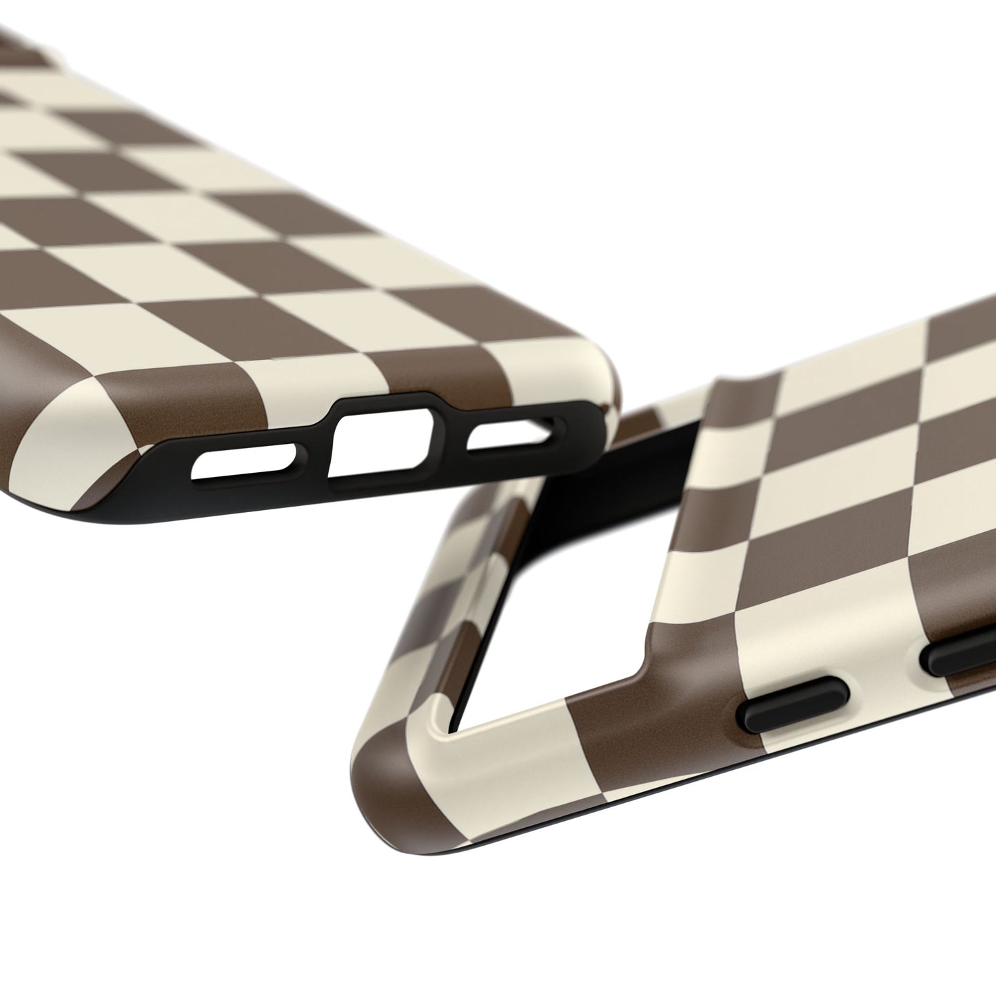 Mocha Checkerboard Phone Case | Neutral Aesthetic Tough Case