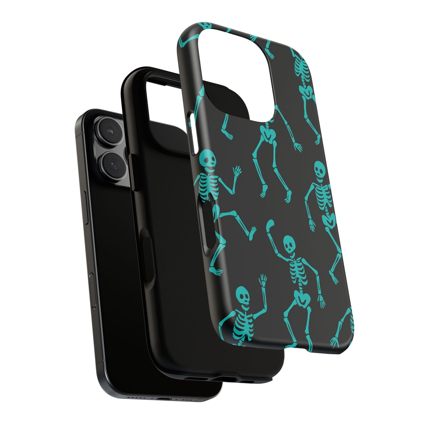 Dancing Teal Skeletons Phone Case | Tough Protective Case for Iphone, Samsung Galaxy and Pixel