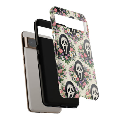 Floral Ghost Face Aesthetic Phone Case – Cute Spooky Tough Cover