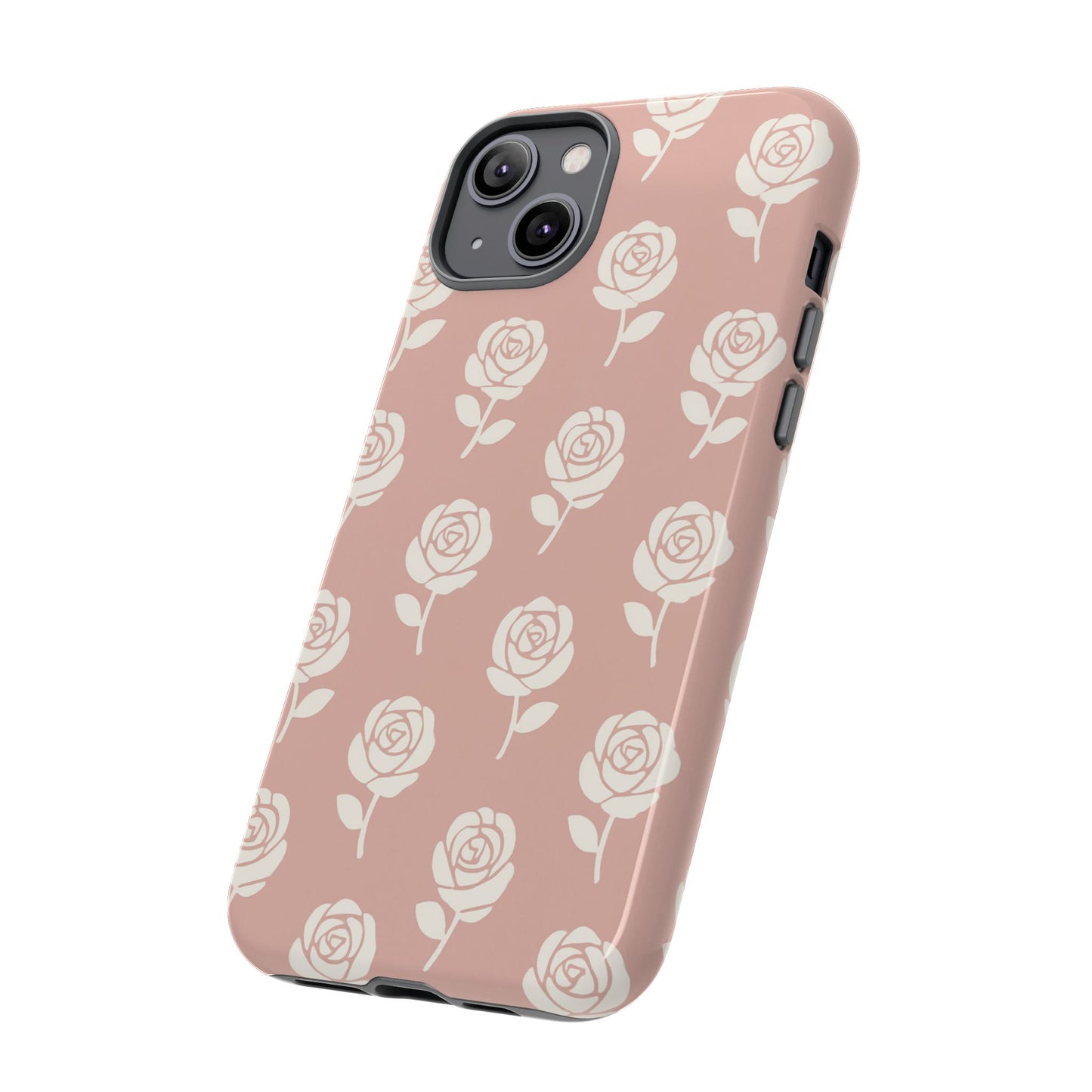 White Rose Pattern Tough Phone Case | Elegant Floral Aesthetic Case for Iphone, Samsung Galaxy and Pixel