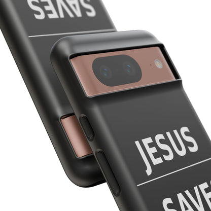 Jesus Saves Phone Case Christian Religious Minimalist Black Tough Cover