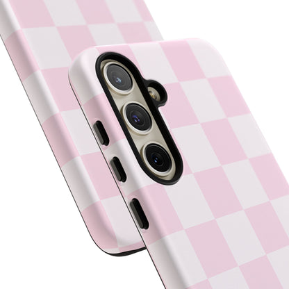 Light Pink Checkerboard Phone Case | Pastel Aesthetic Checkered iPhone & Samsung Tough Case