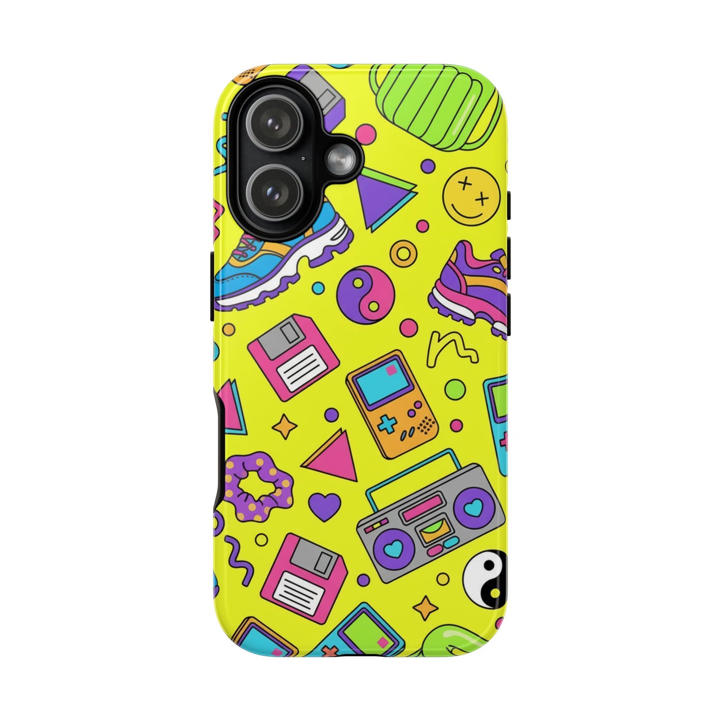 90s Retro Neon Phone Case – Y2K Nostalgia Colorful Icons Tough Protective Case