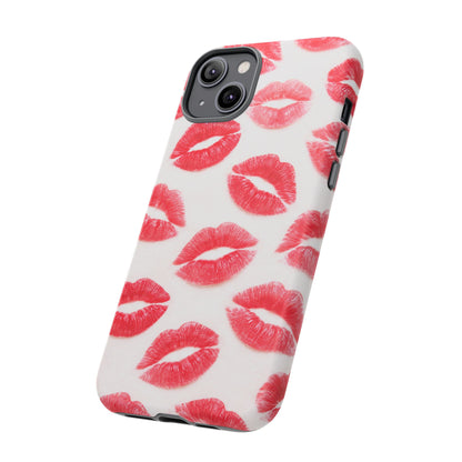 Red Lipstick Kiss Phone Case – Sexy Lip Print Pattern Tough Protective Cover