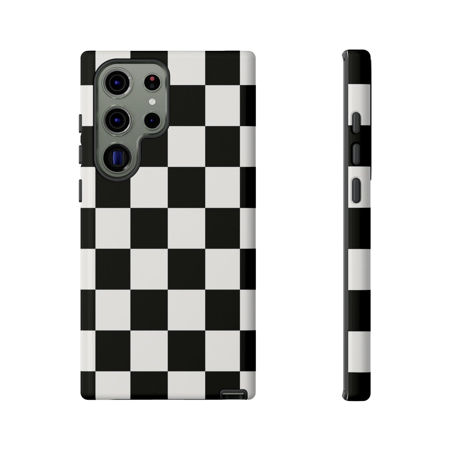 Black & White Checkerboard Phone Case – Classic Aesthetic Tough Protective Case