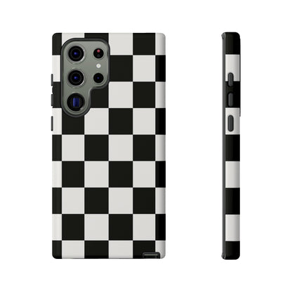 Black & White Checkerboard Phone Case – Classic Aesthetic Tough Protective Case