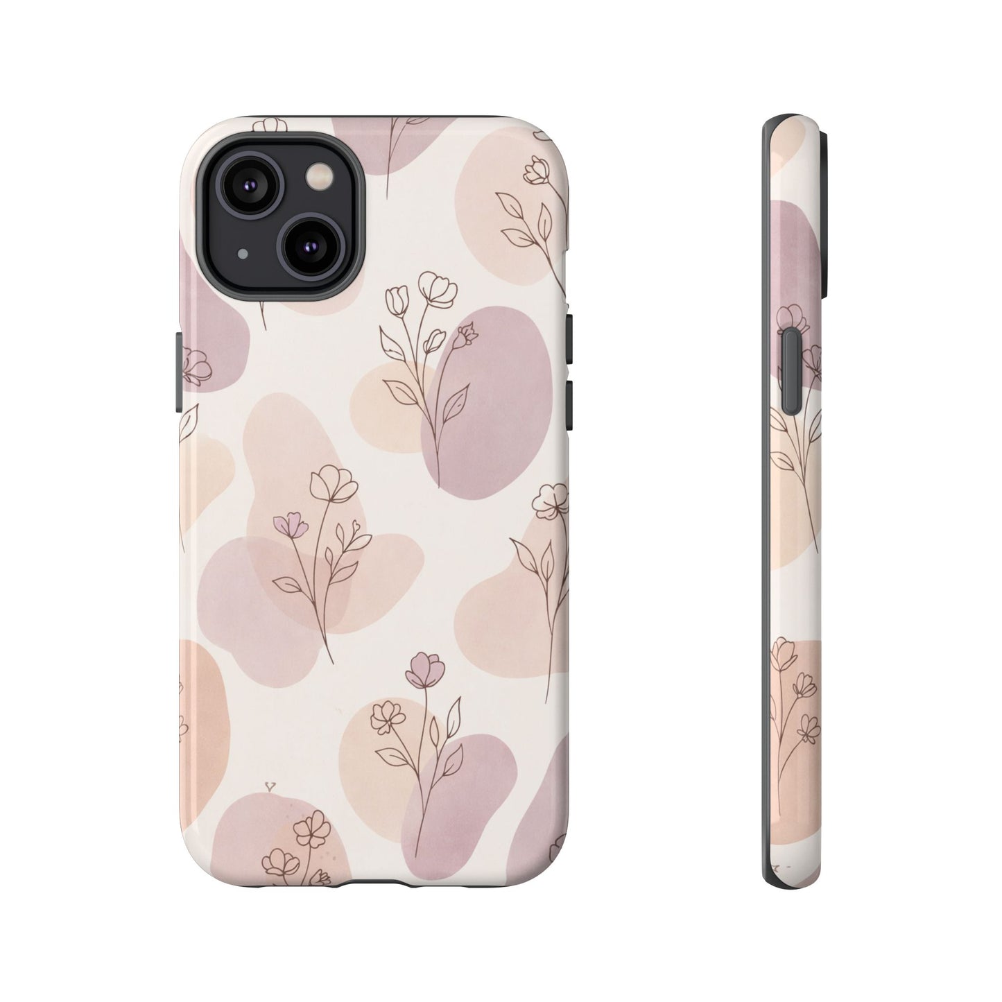 Blush Floral Phone Case Neutral Botanical Watercolor Tough Cover