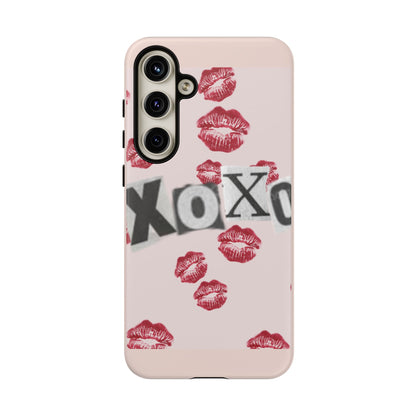 XOXO Kiss Print Phone Case | Coquette Valentine Aesthetic | Cute Pink Lipstick Kiss Tough Case for iPhone & Samsung