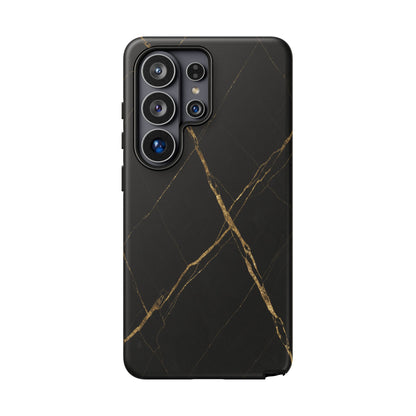 Black Marble Phone Case with Gold Veins – Luxury Minimal Aesthetic Tough Case