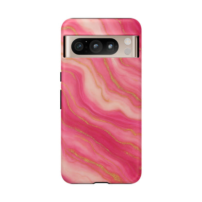 Pink Marble Phone Case | Rose Gold Swirl Aesthetic Tough Protective Case
