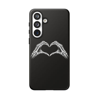 Skeleton Hands Heart Phone Case | Gothic Black Protective Cover