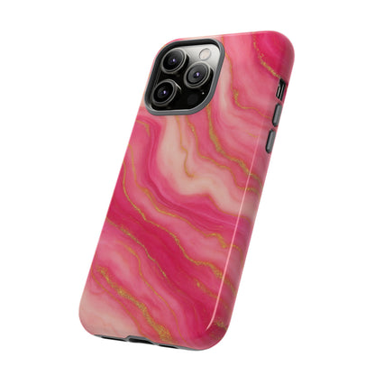 Pink Marble Phone Case | Rose Gold Swirl Aesthetic Tough Protective Case