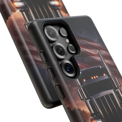Semi Truck Phone Case American Flag Big Rig Trucker Gift iPhone Samsung