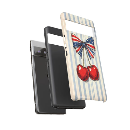Patriotic Cherry Phone Case Americana Coquette Aesthetic iPhone Samsung