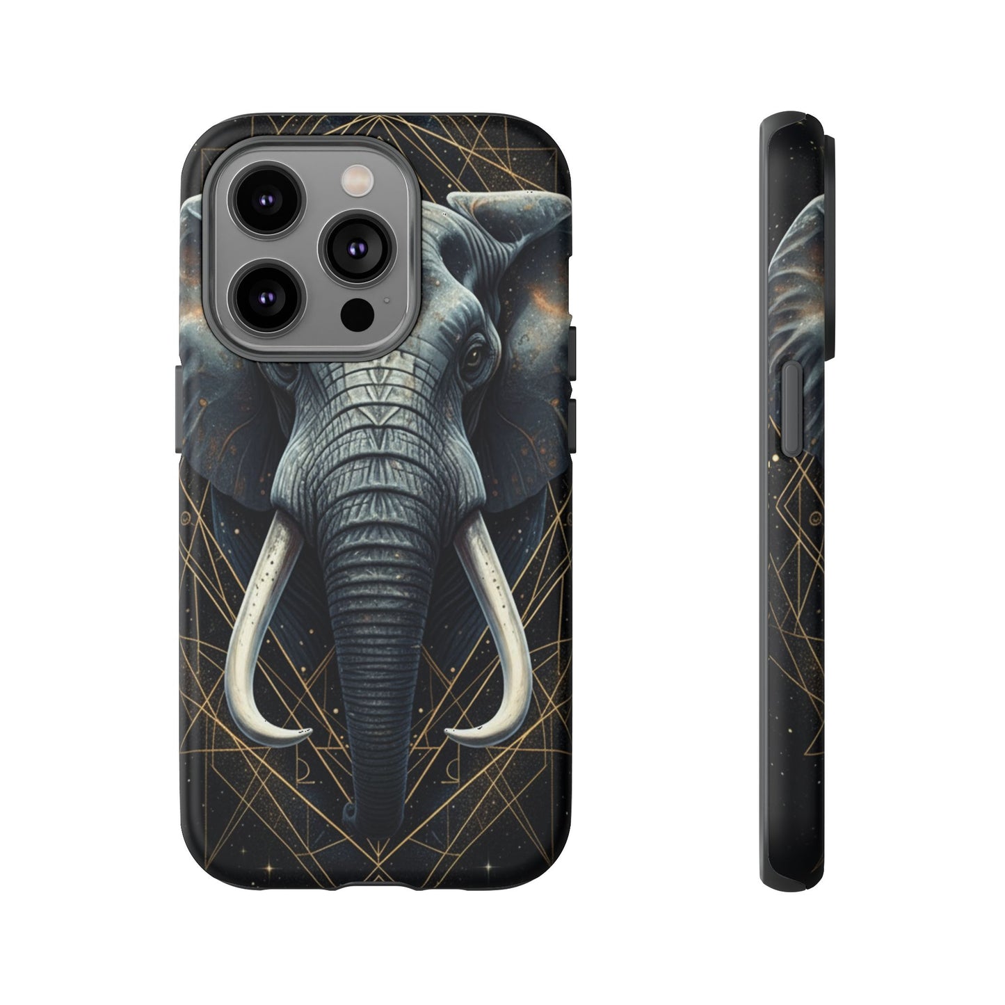 Elephant Mandala Phone Case – Black and Gold Spiritual Elephant Tough Protective Case