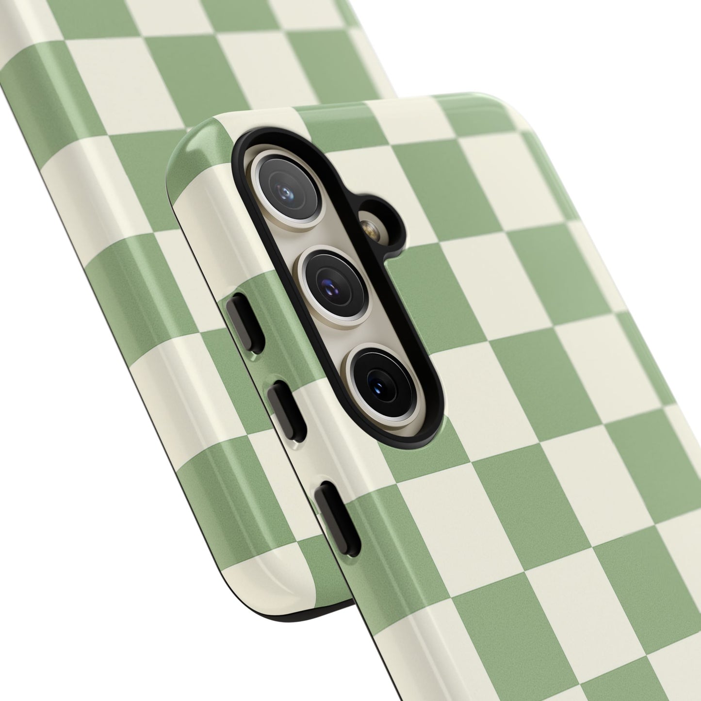 Sage Green Checkerboard Phone Case | Minimal Aesthetic Tough Case